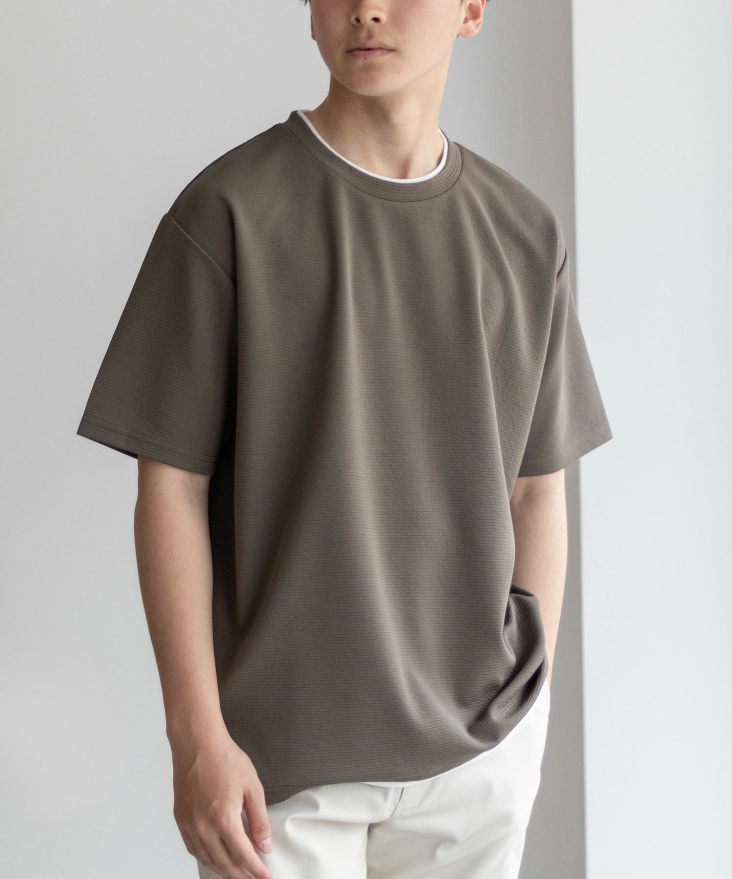 NAVY SARARI  接触冷感フェイクレイヤードTシャツ メンズ メール便 対応商品商品画像-5