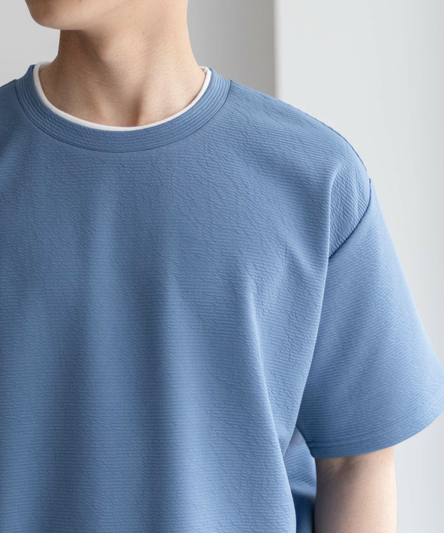 NAVY SARARI  接触冷感フェイクレイヤードTシャツ メンズ メール便 対応商品商品画像-7