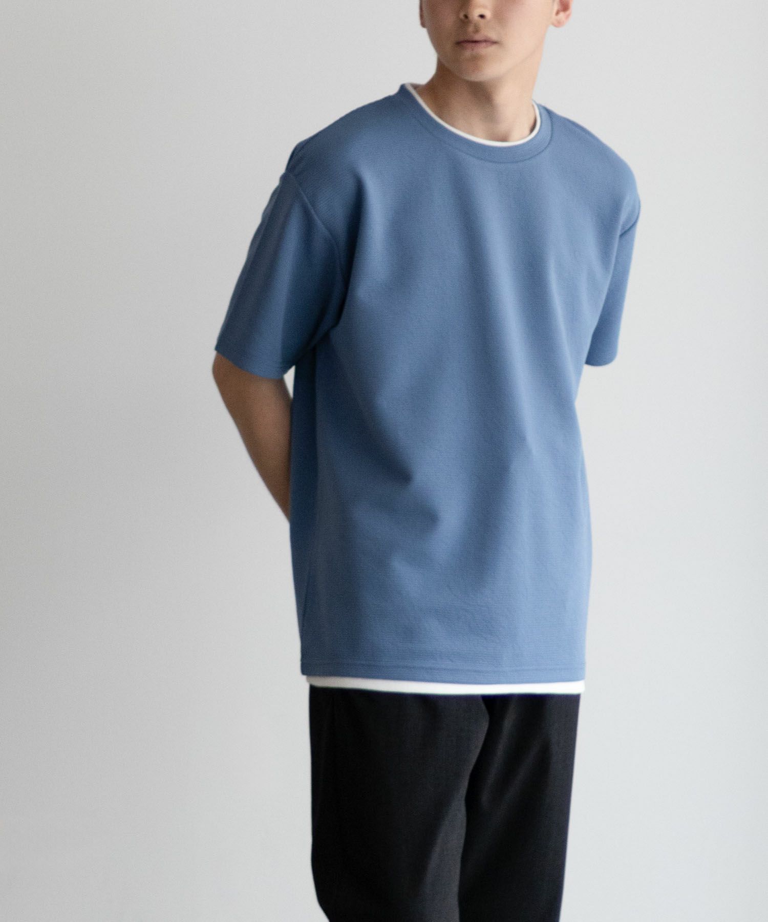 NAVY SARARI  接触冷感フェイクレイヤードTシャツ メンズ メール便 対応商品商品画像-8