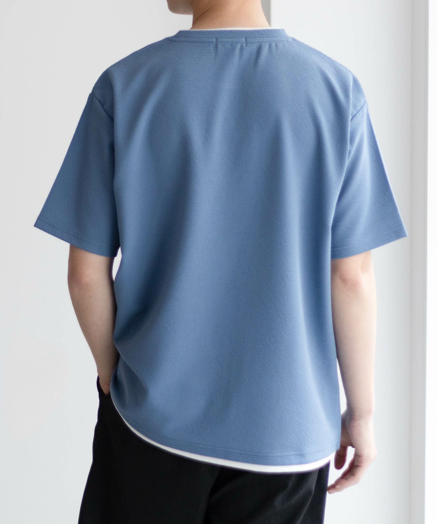NAVY SARARI  接触冷感フェイクレイヤードTシャツ メンズ メール便 対応商品商品画像-10