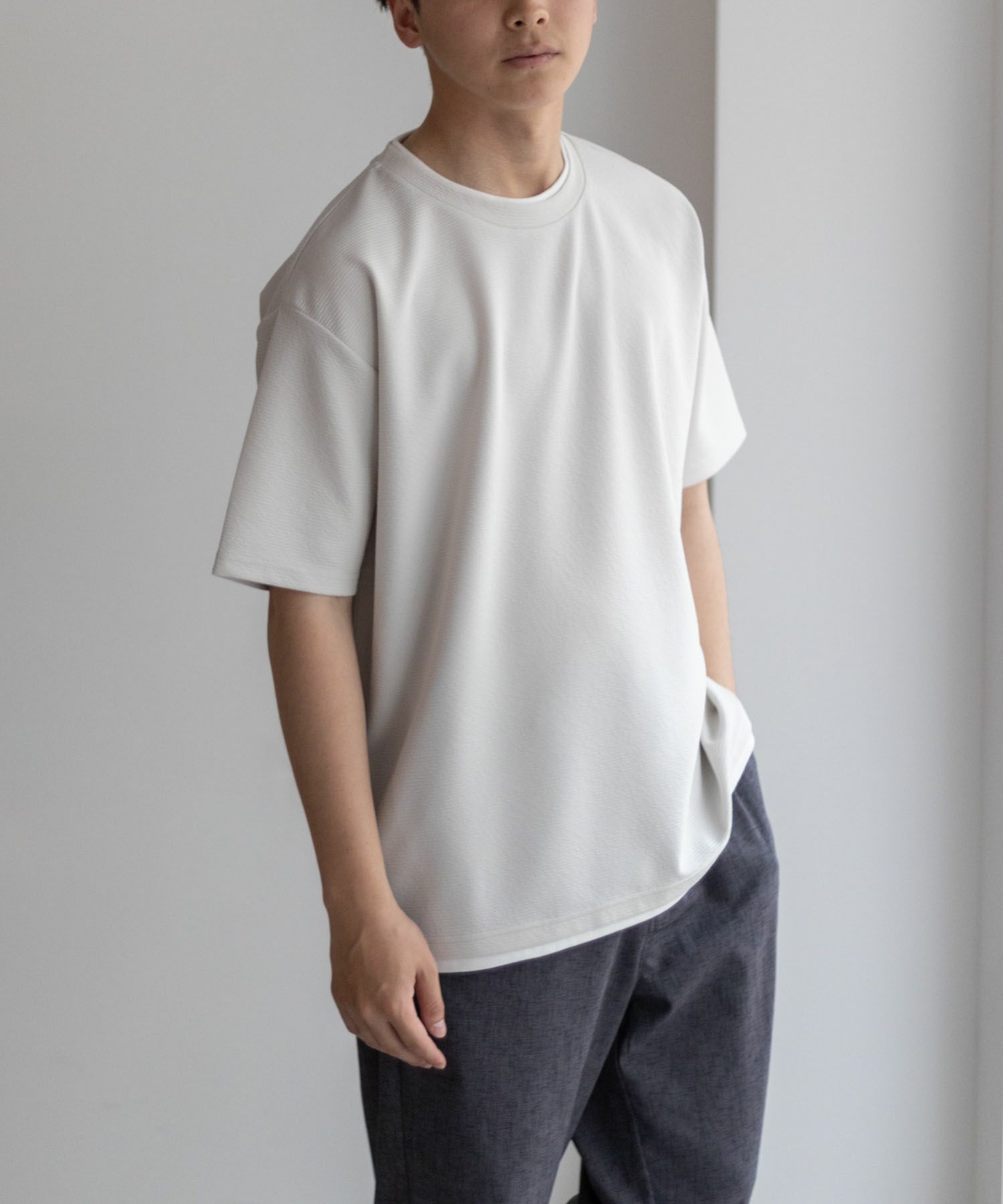 NAVY SARARI 接触冷感フェイクレイヤードTシャツ メンズ ネコポス 対応商品