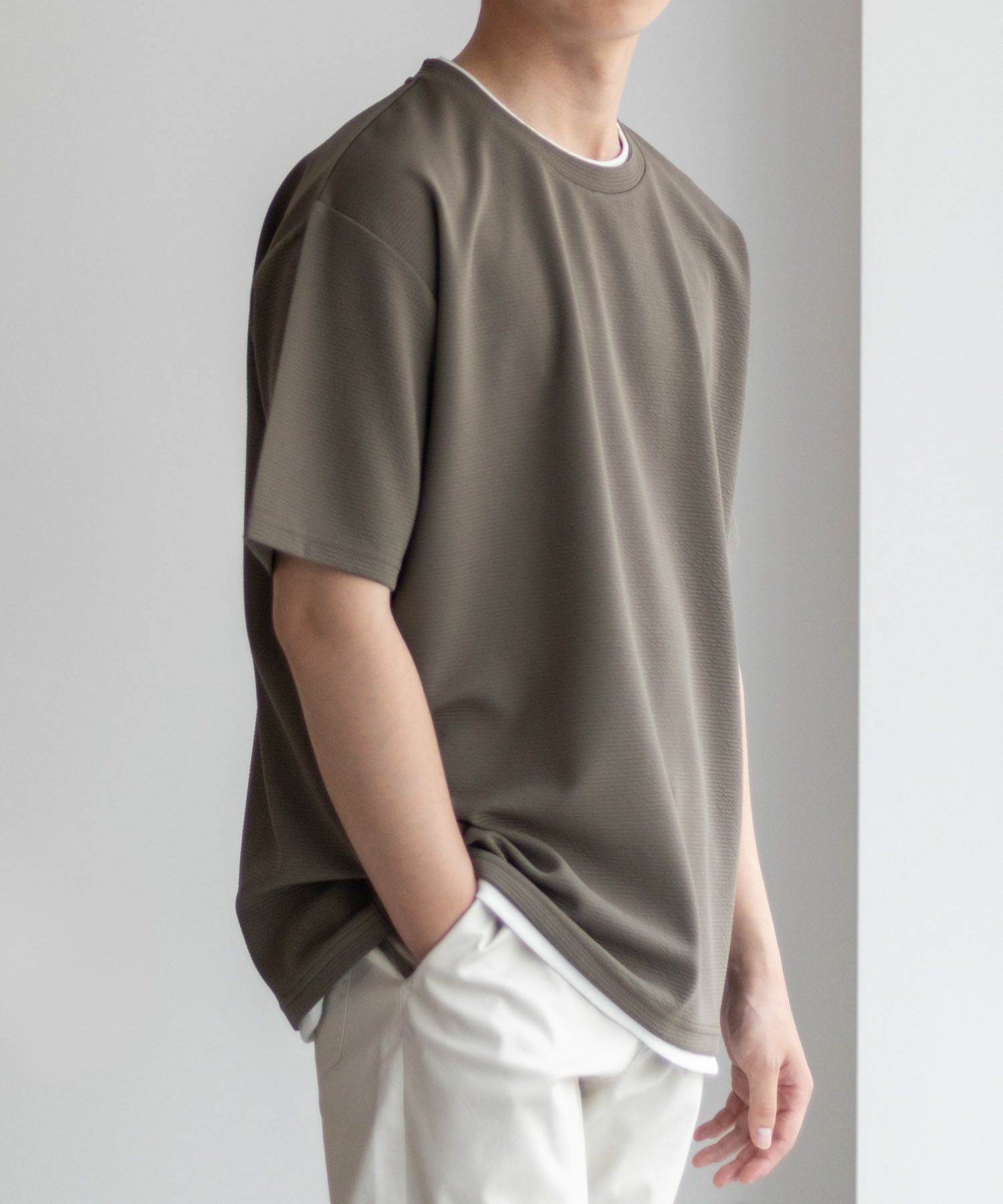 NAVY SARARI 接触冷感フェイクレイヤードTシャツ メンズ ネコポス 対応商品