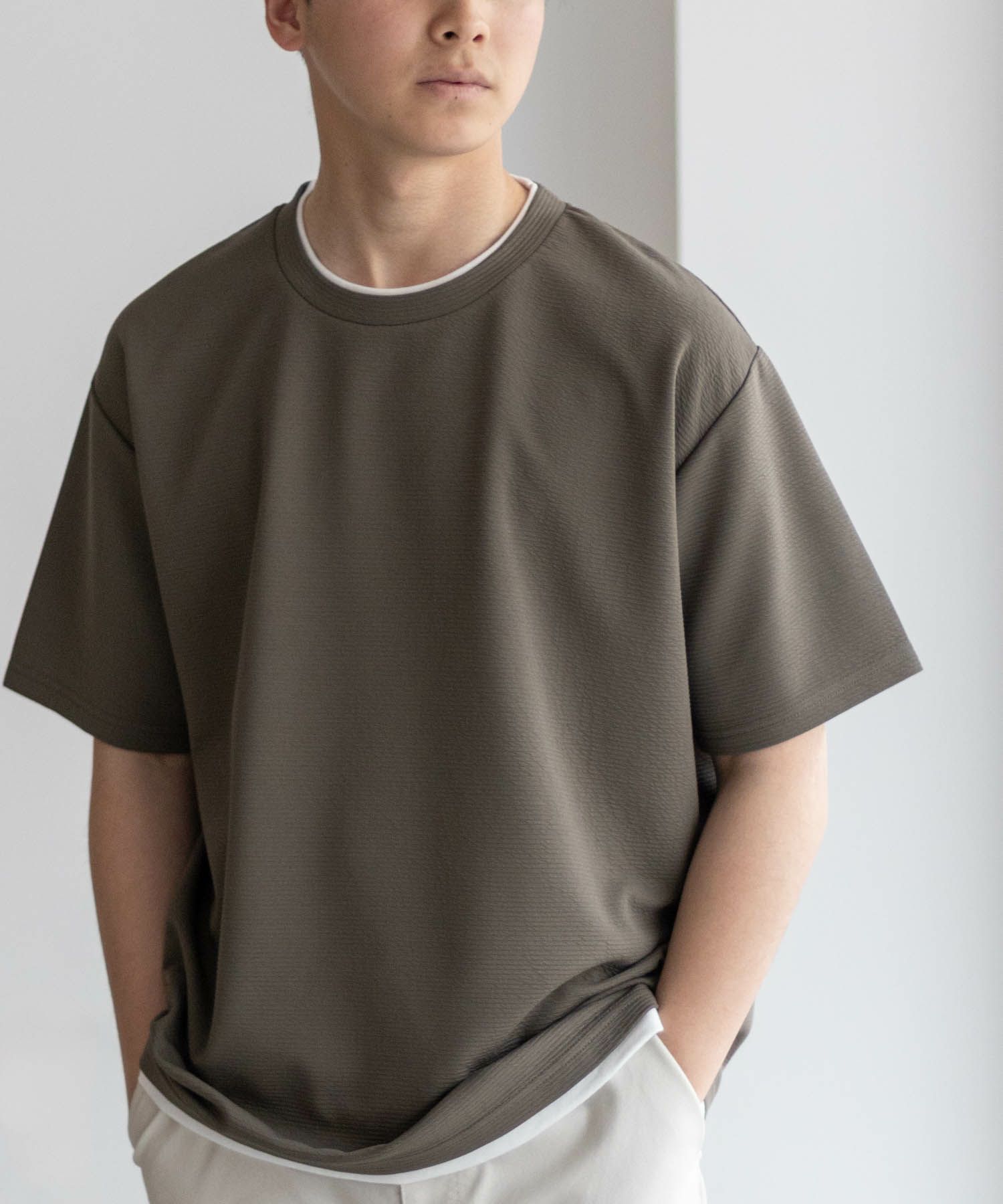 NAVY SARARI 接触冷感フェイクレイヤードTシャツ メンズ ネコポス 対応商品