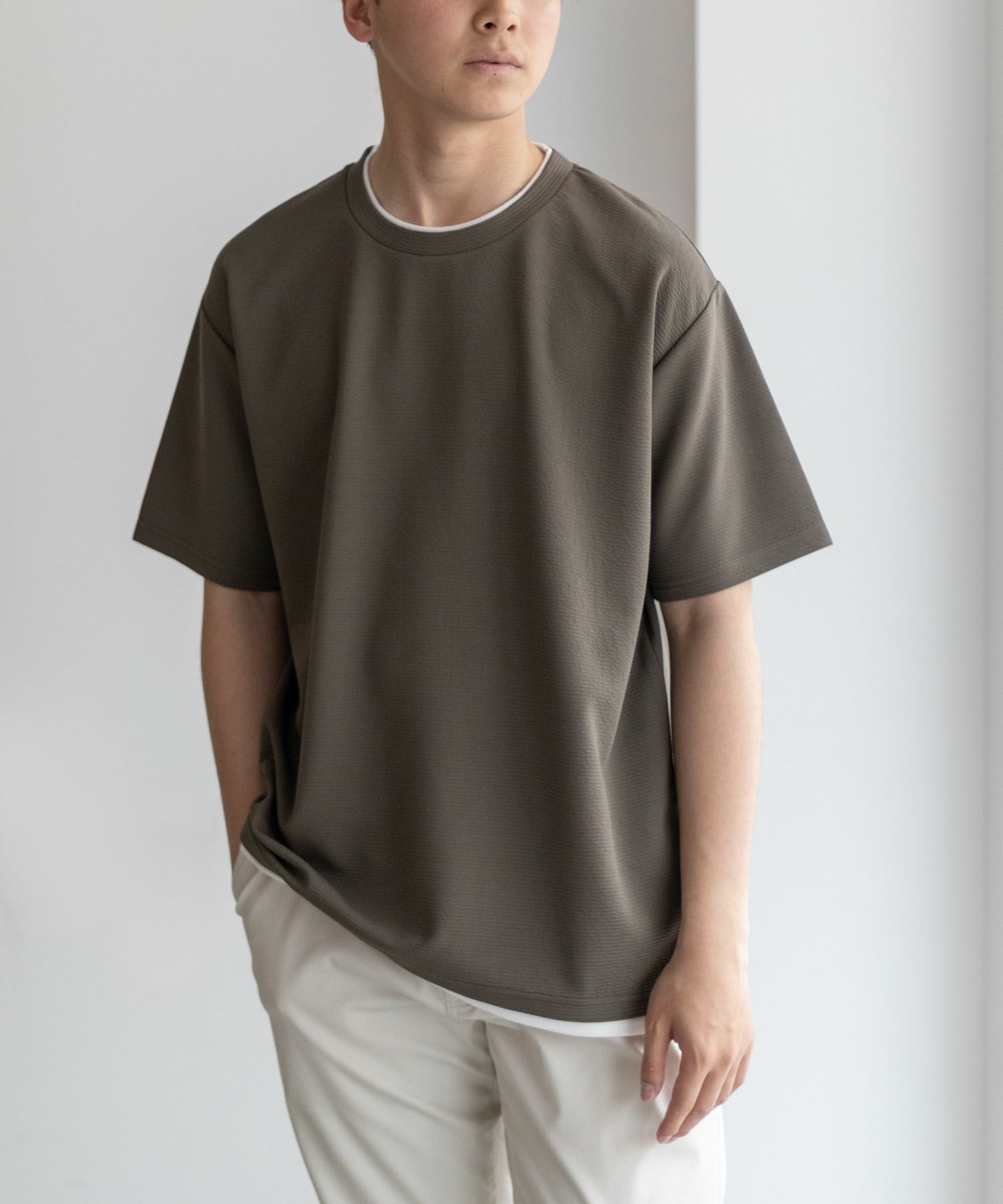 NAVY SARARI 接触冷感フェイクレイヤードTシャツ メンズ ネコポス 対応商品