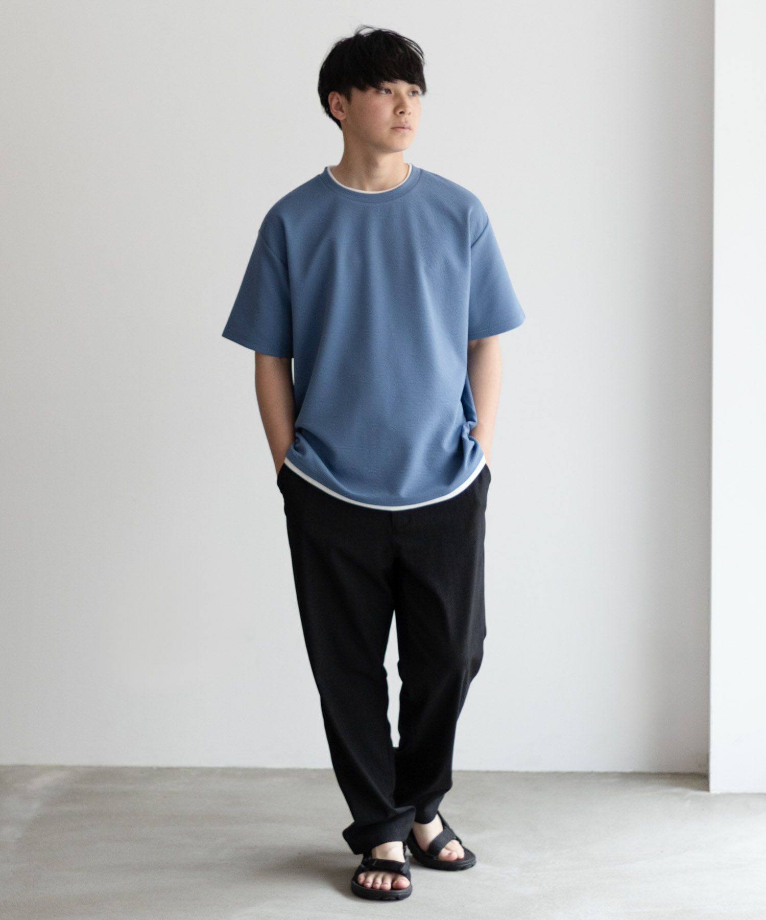 NAVY SARARI  接触冷感フェイクレイヤードTシャツ メンズ メール便 対応商品商品画像-34