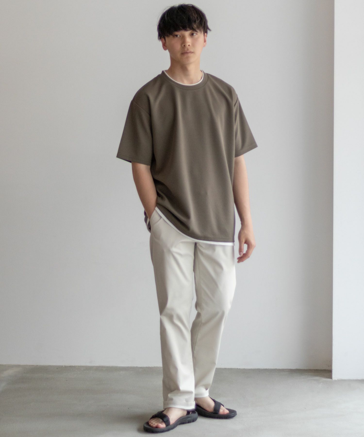 NAVY SARARI 接触冷感フェイクレイヤードTシャツ メンズ ネコポス 対応商品