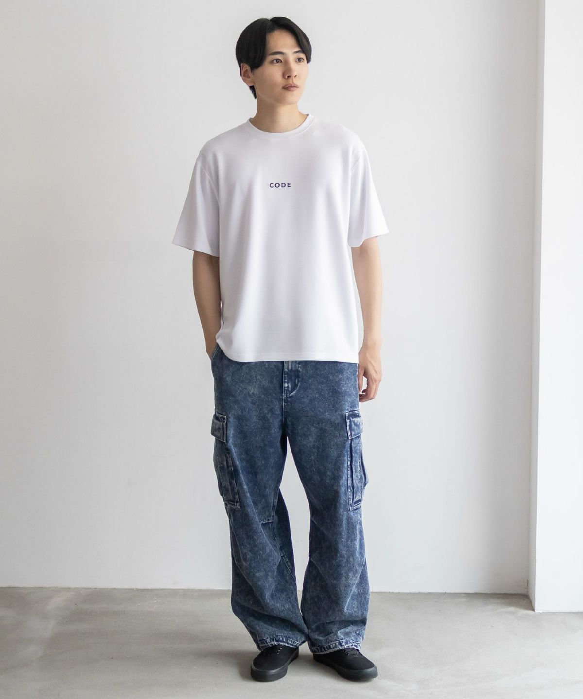 NAVY SARARI ポンチ素材 冷感プリントTシャツ メンズ ネコポス 対応商品