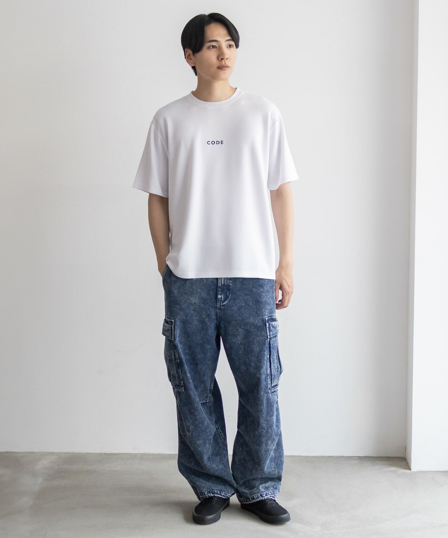 NAVY SARARI  ポンチ素材 冷感プリントTシャツ メンズ メール便 対応商品商品サムネイル-3