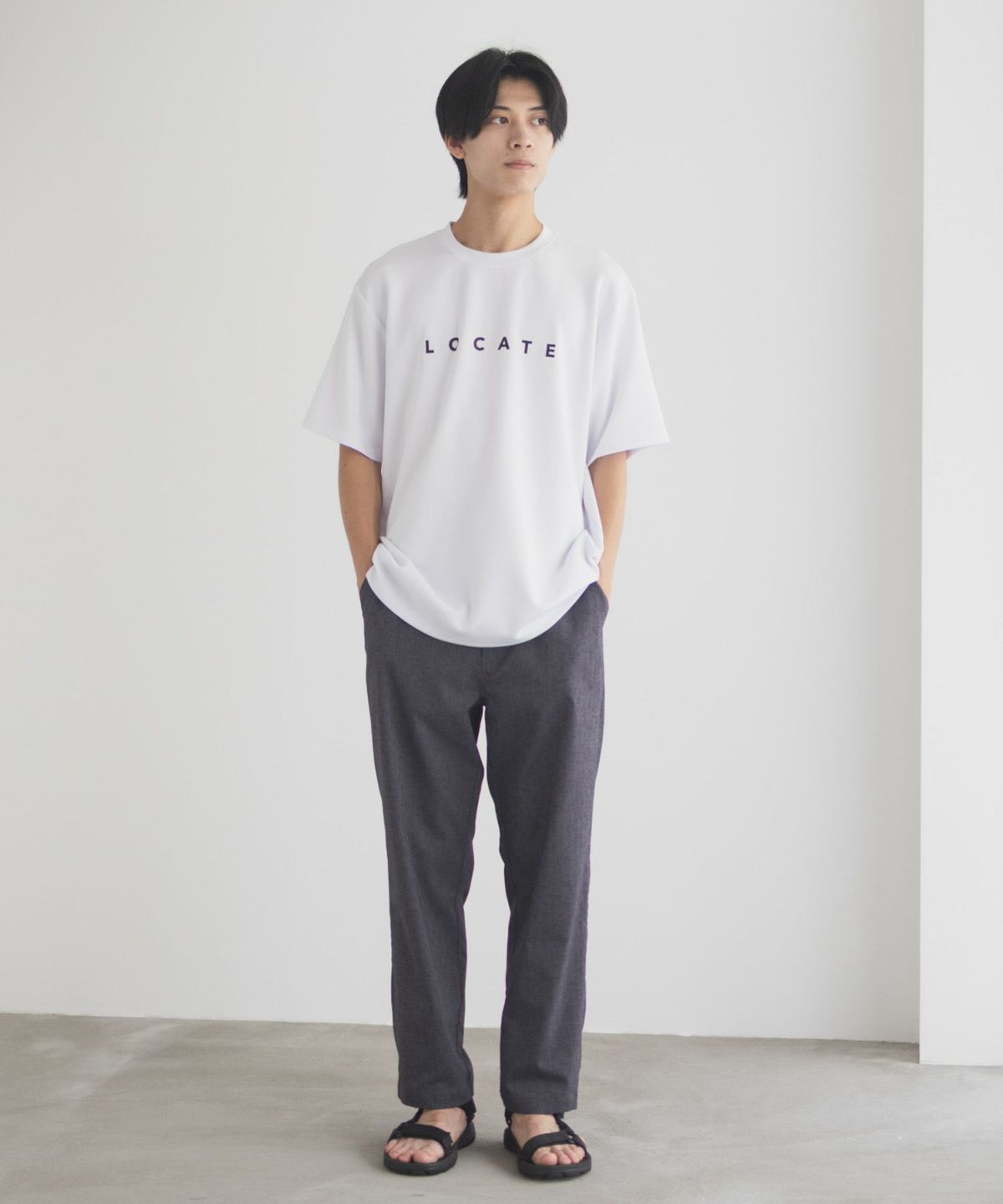 NAVY SARARI ポンチ素材 冷感プリントTシャツ メンズ ネコポス 対応商品
