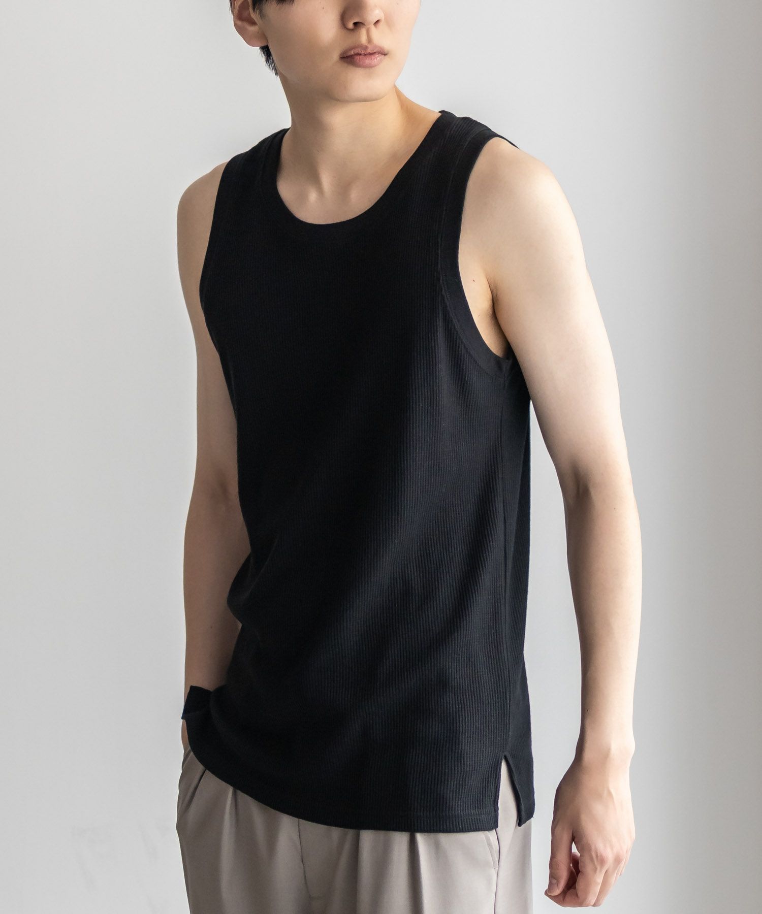 NAVY  ワッフルロングタンクトップ メンズ メール便 対応商品商品画像-10