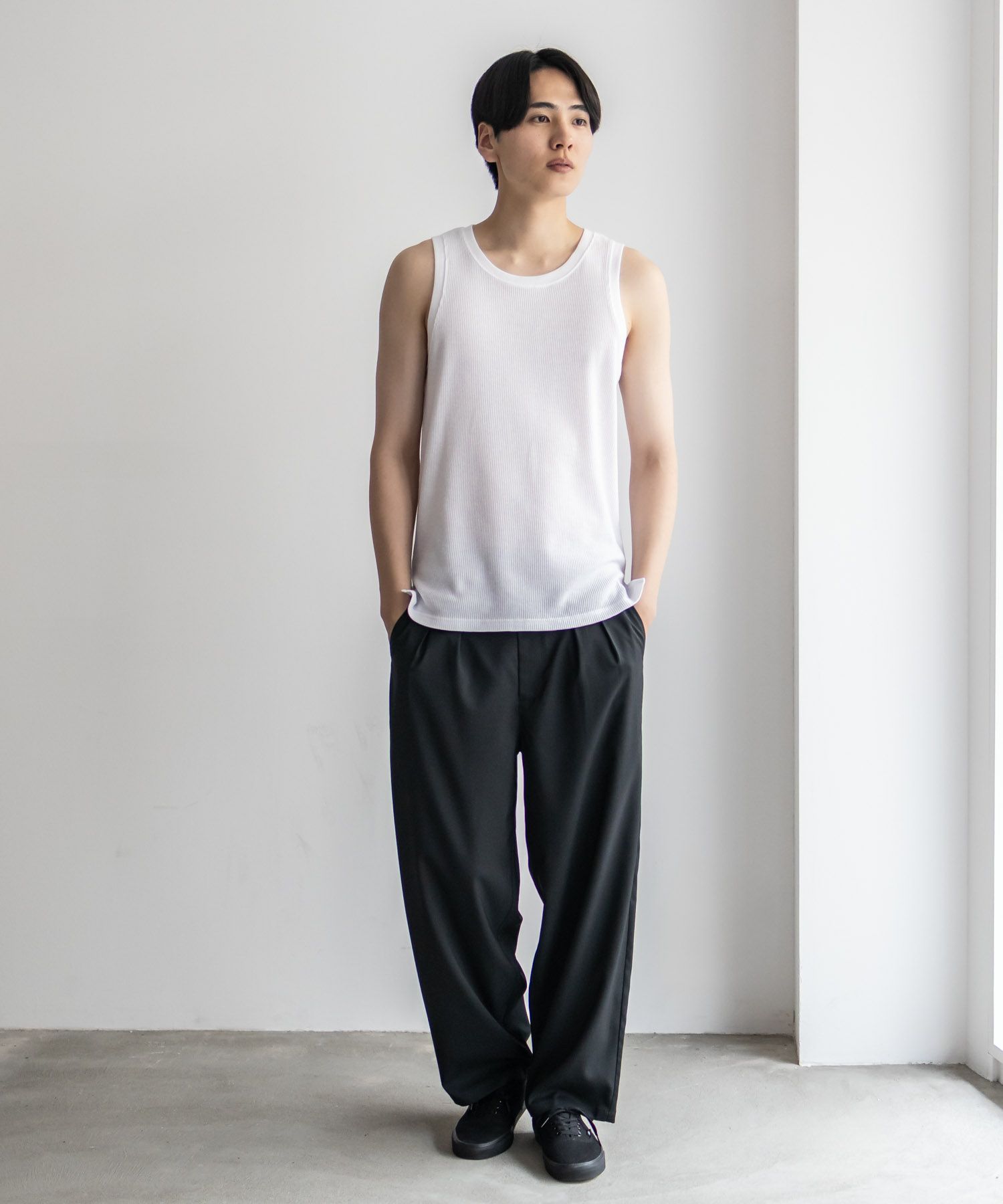 NAVY  ワッフルロングタンクトップ メンズ メール便 対応商品商品画像-18