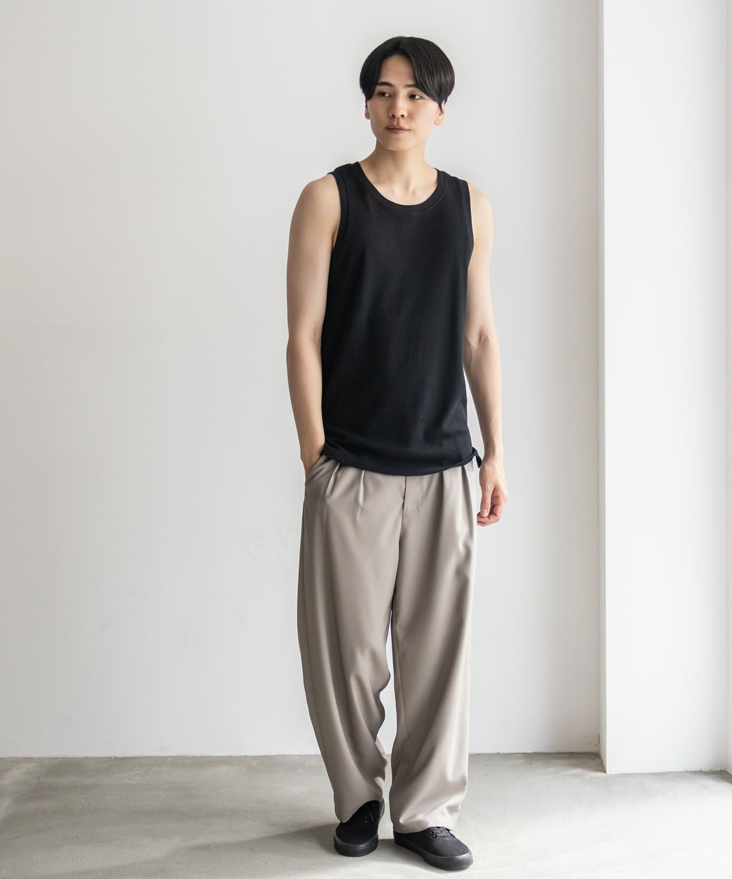 NAVY  ワッフルロングタンクトップ メンズ メール便 対応商品商品画像-19