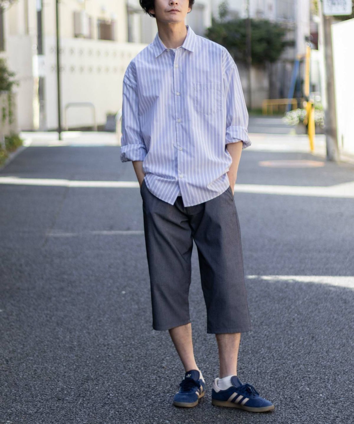 NAVY SARARI 裏メッシュドビークロップドパンツ メンズ