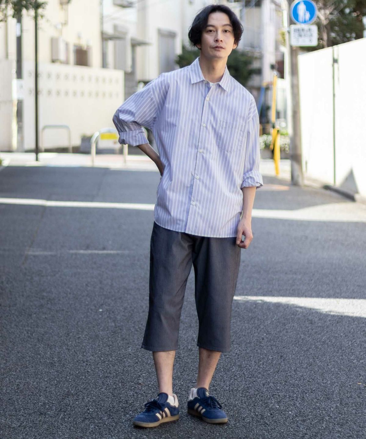 NAVY SARARI 裏メッシュドビークロップドパンツ メンズ