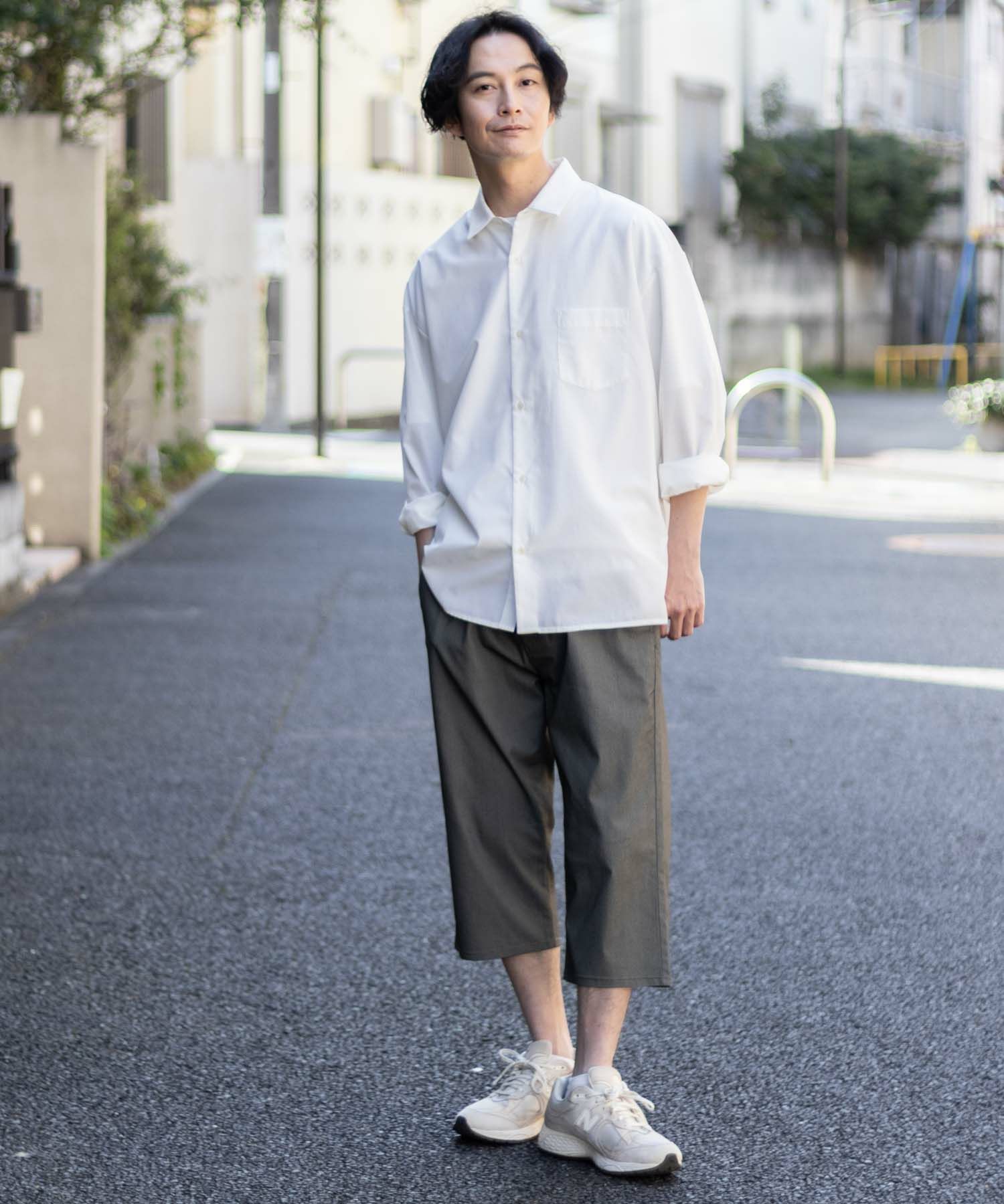NAVY SARARI 裏メッシュドビークロップドパンツ メンズ