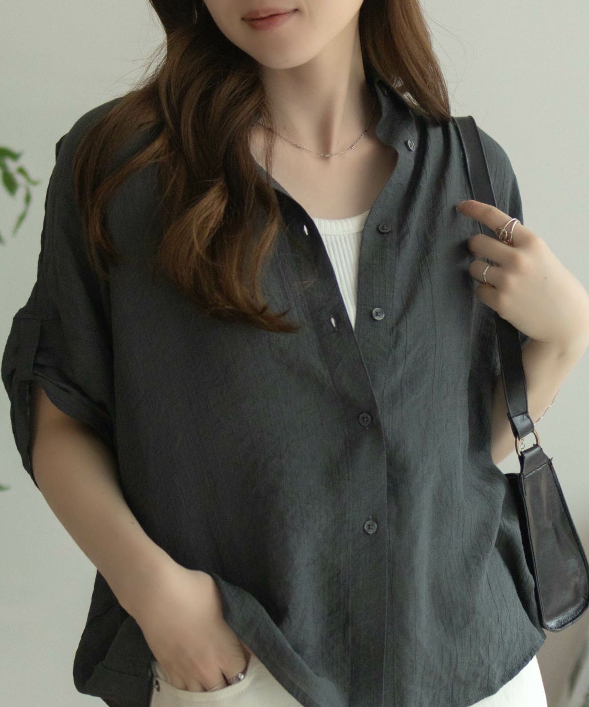 nAvy 袖リボン前開きシャツ レディース