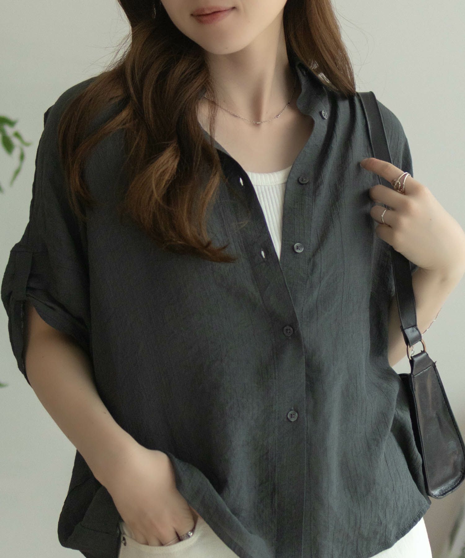 nAvy 袖リボン前開きシャツ レディース