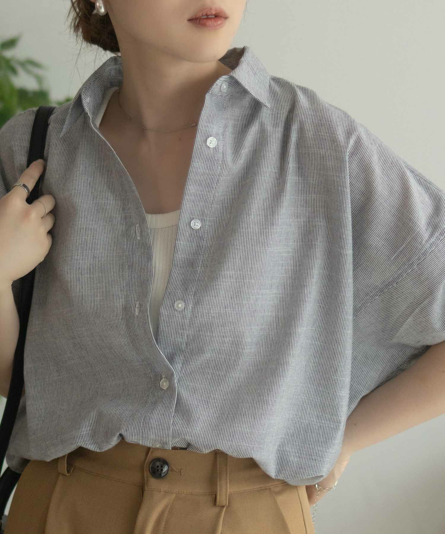 nAvy 袖リボン前開きシャツ レディース