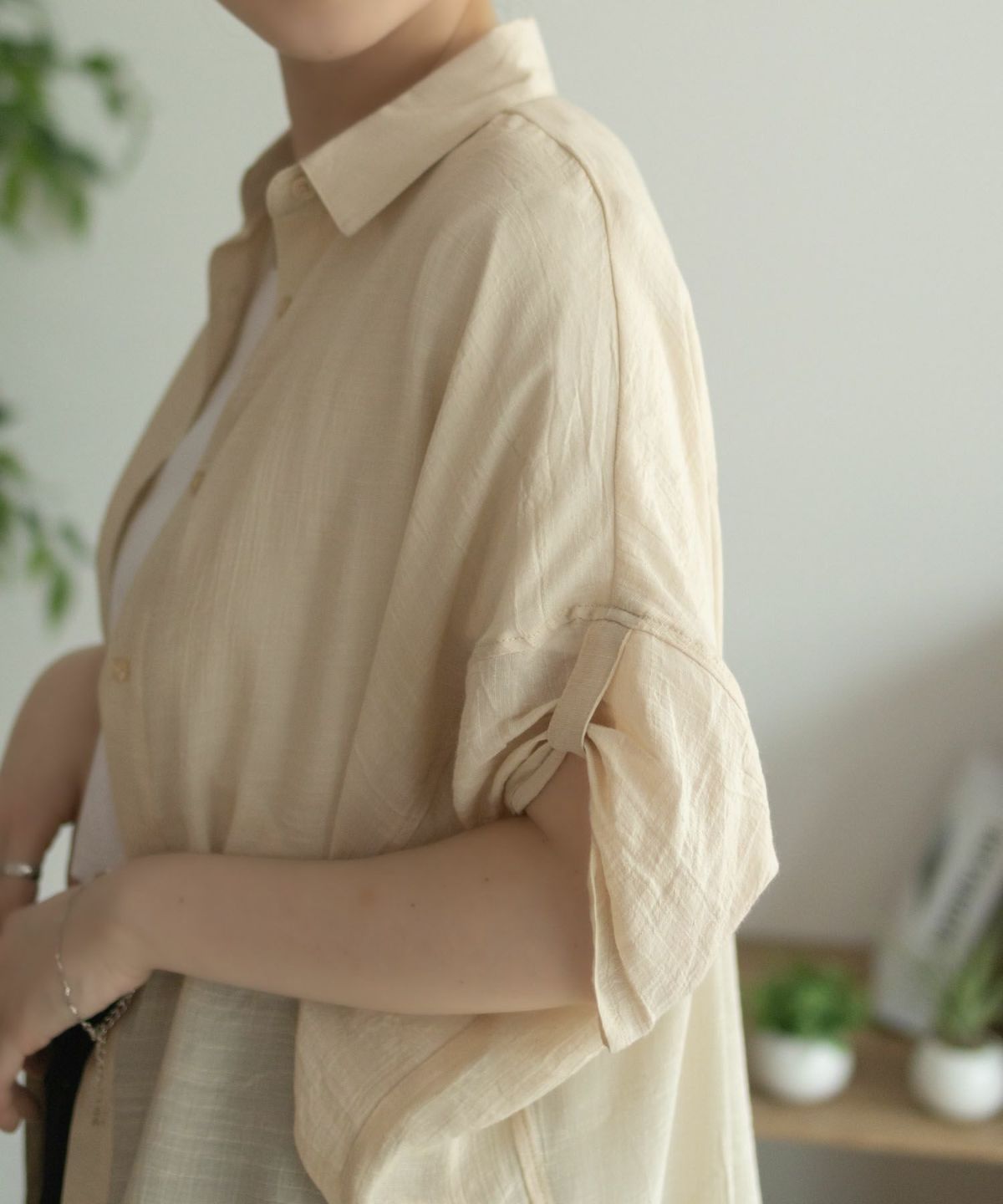 nAvy 袖リボン前開きシャツ レディース