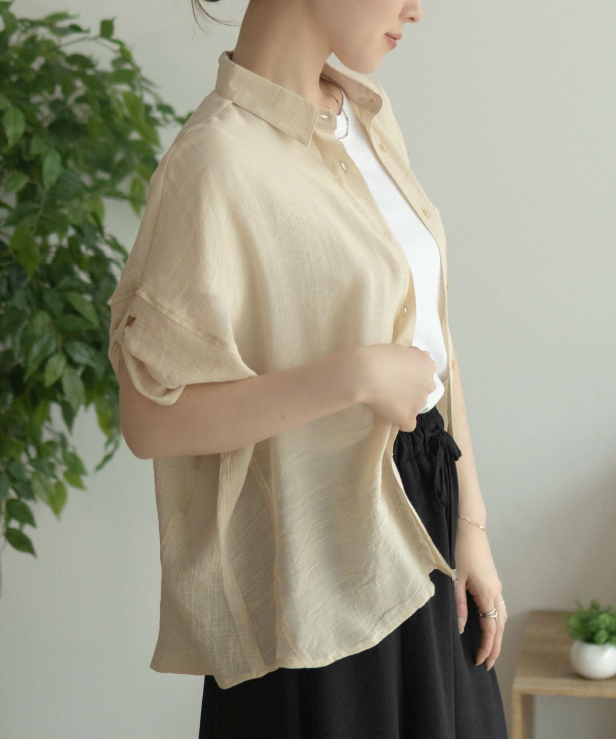 nAvy 袖リボン前開きシャツ レディース