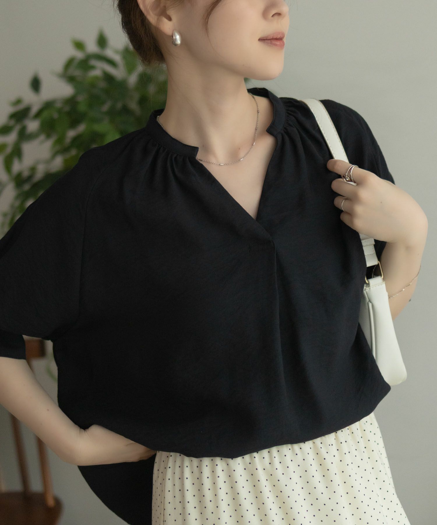 nAvy  5分袖スキッパーブラウス レディース商品画像-2
