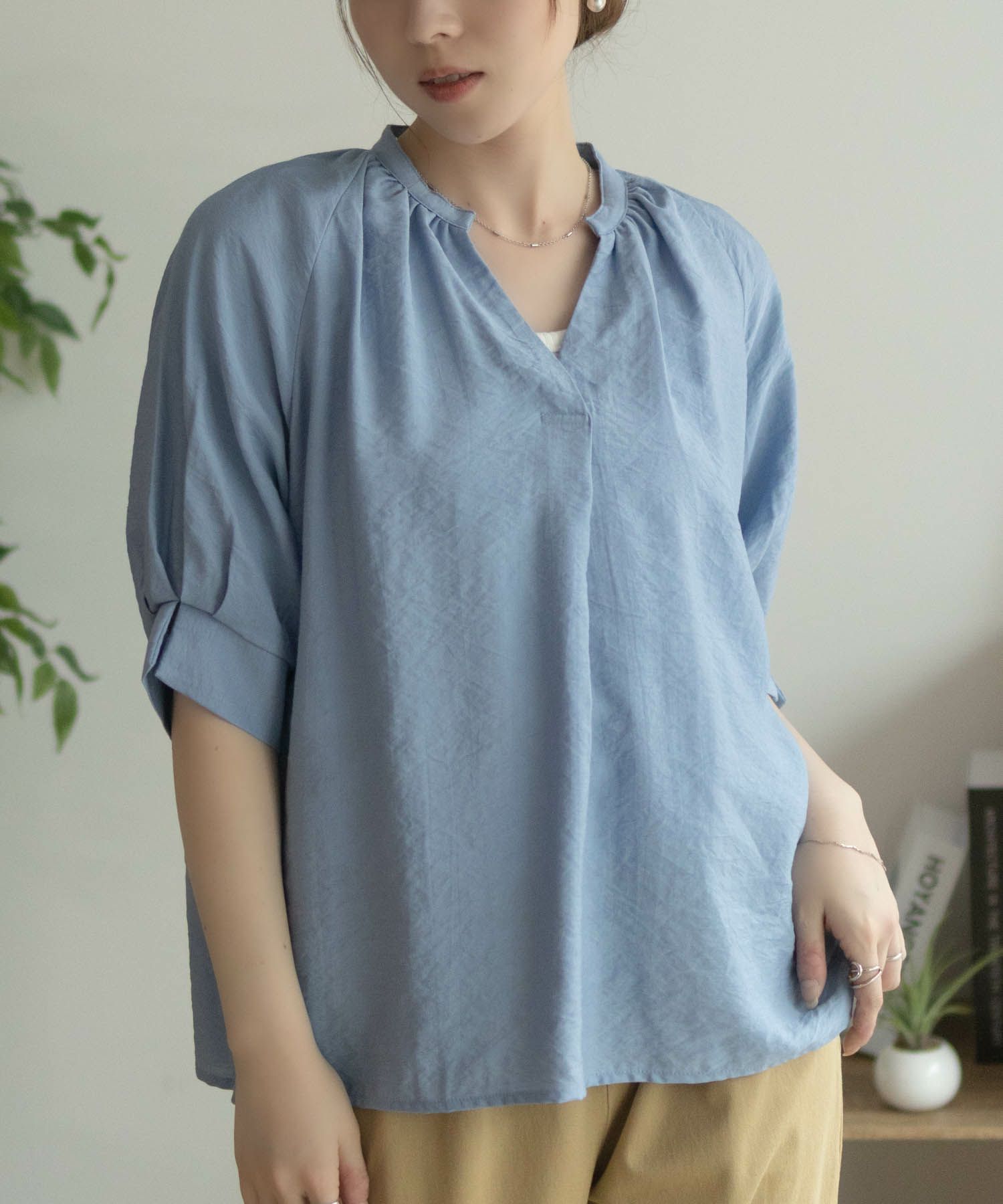 nAvy  5分袖スキッパーブラウス レディース商品画像-4