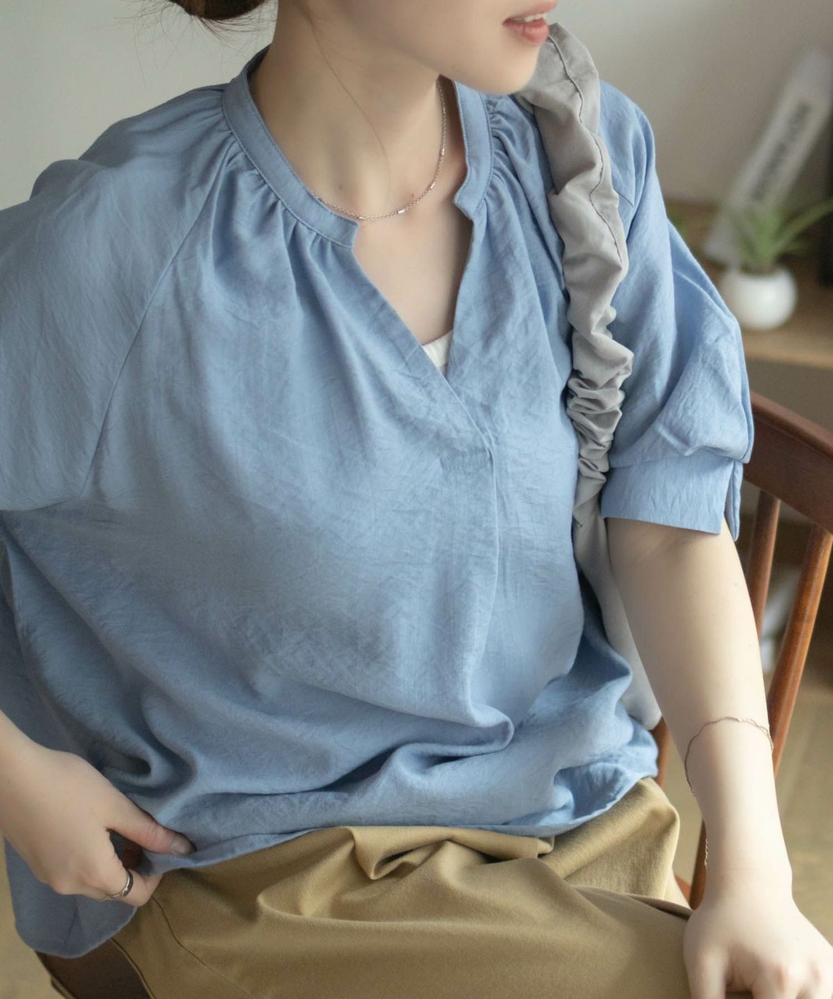 nAvy 5分袖スキッパーブラウス レディース