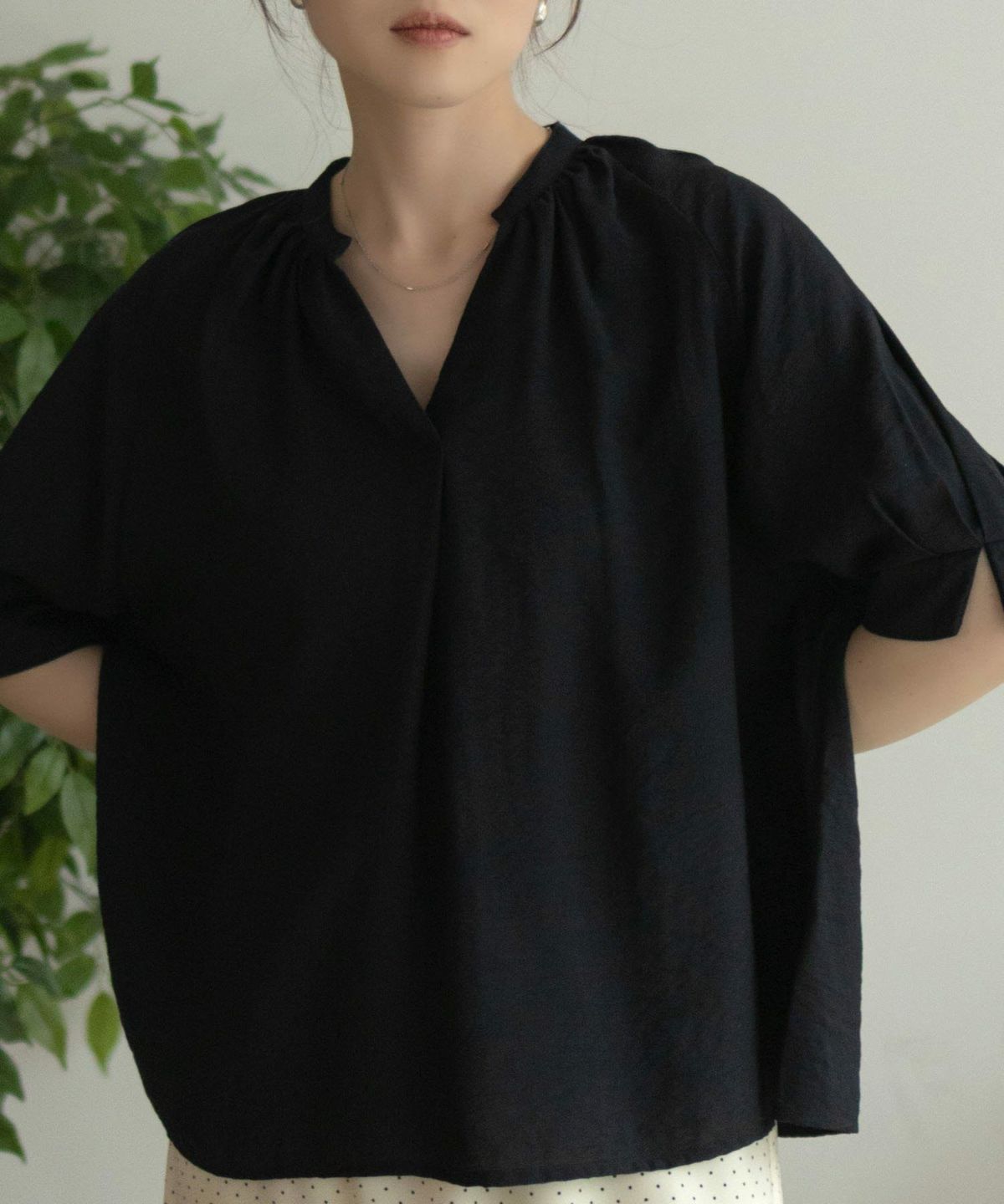 nAvy 5分袖スキッパーブラウス レディース