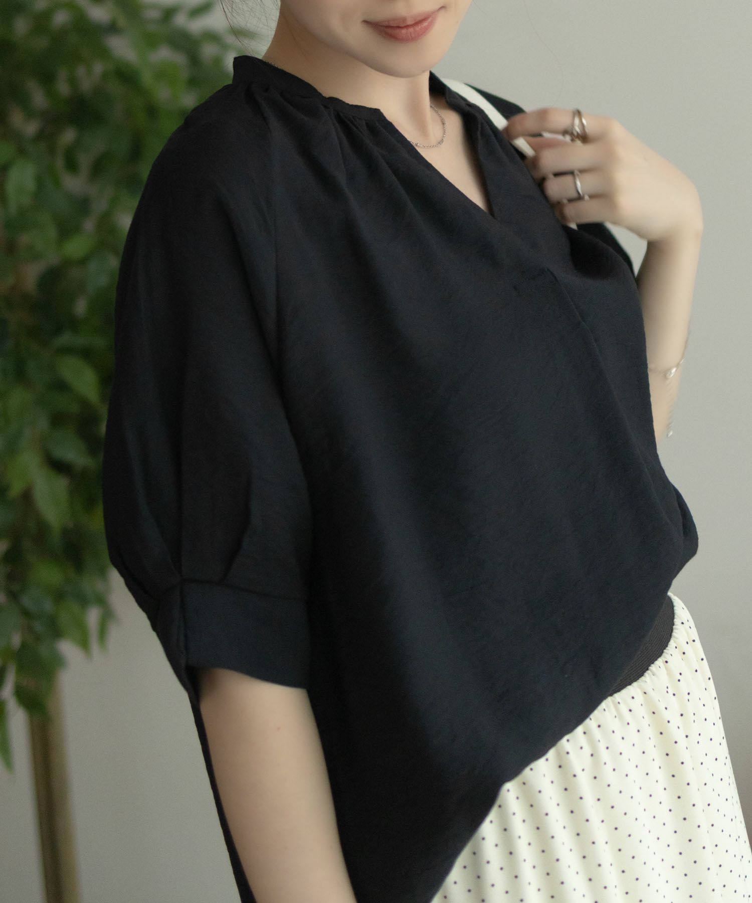 nAvy  5分袖スキッパーブラウス レディース商品画像-13