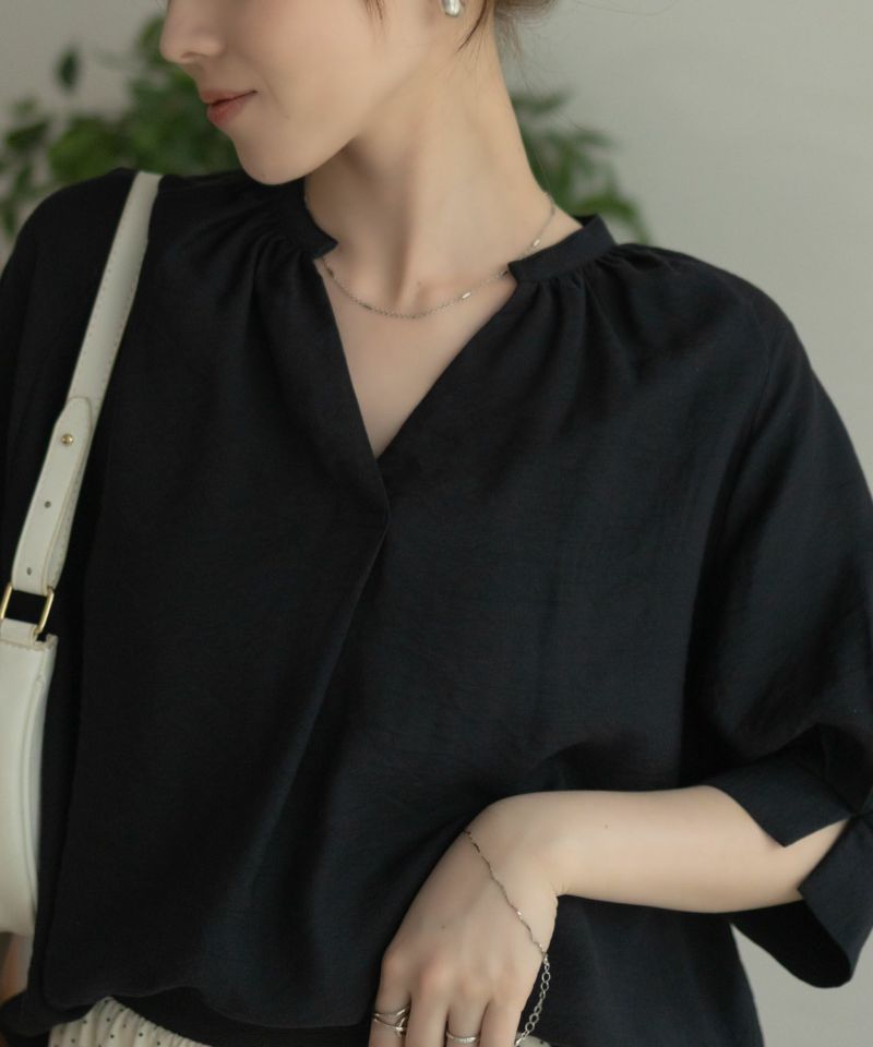 nAvy 5分袖スキッパーブラウス レディース商品画像-14