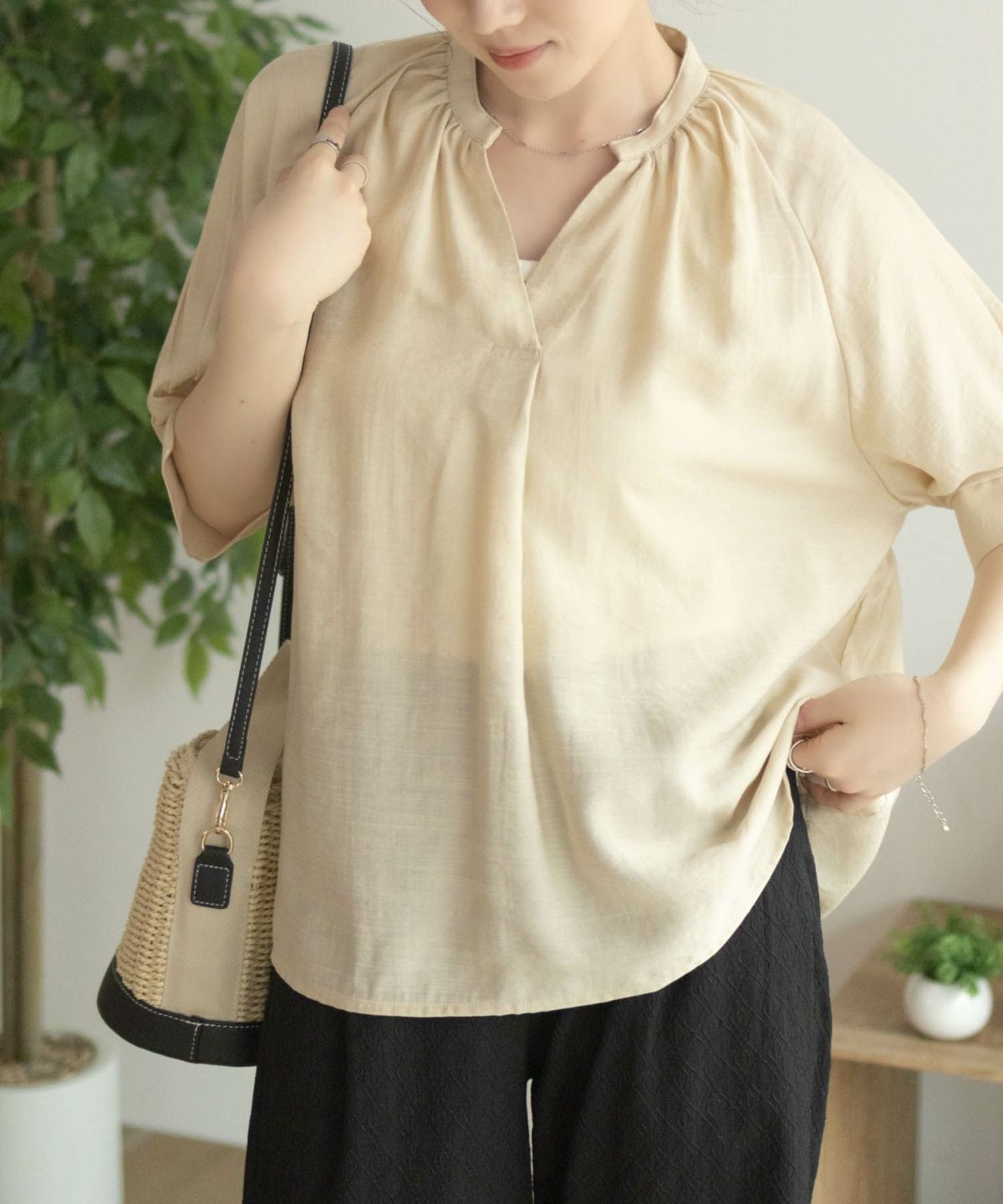 nAvy 5分袖スキッパーブラウス レディース