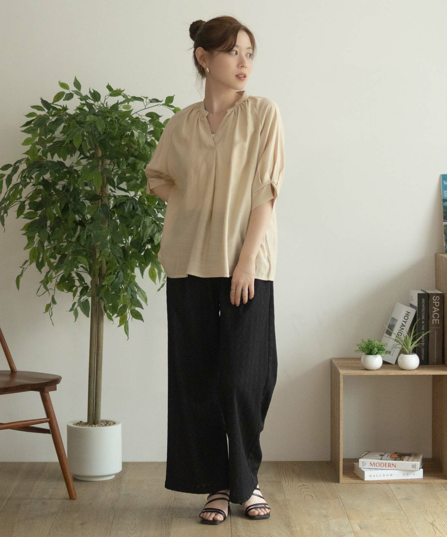 nAvy  5分袖スキッパーブラウス レディース商品画像-32