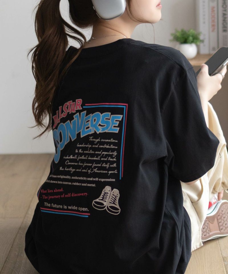 CONVERSE  バックBOXプリントTシャツ レディース ネコポス 対応商品商品画像-1
