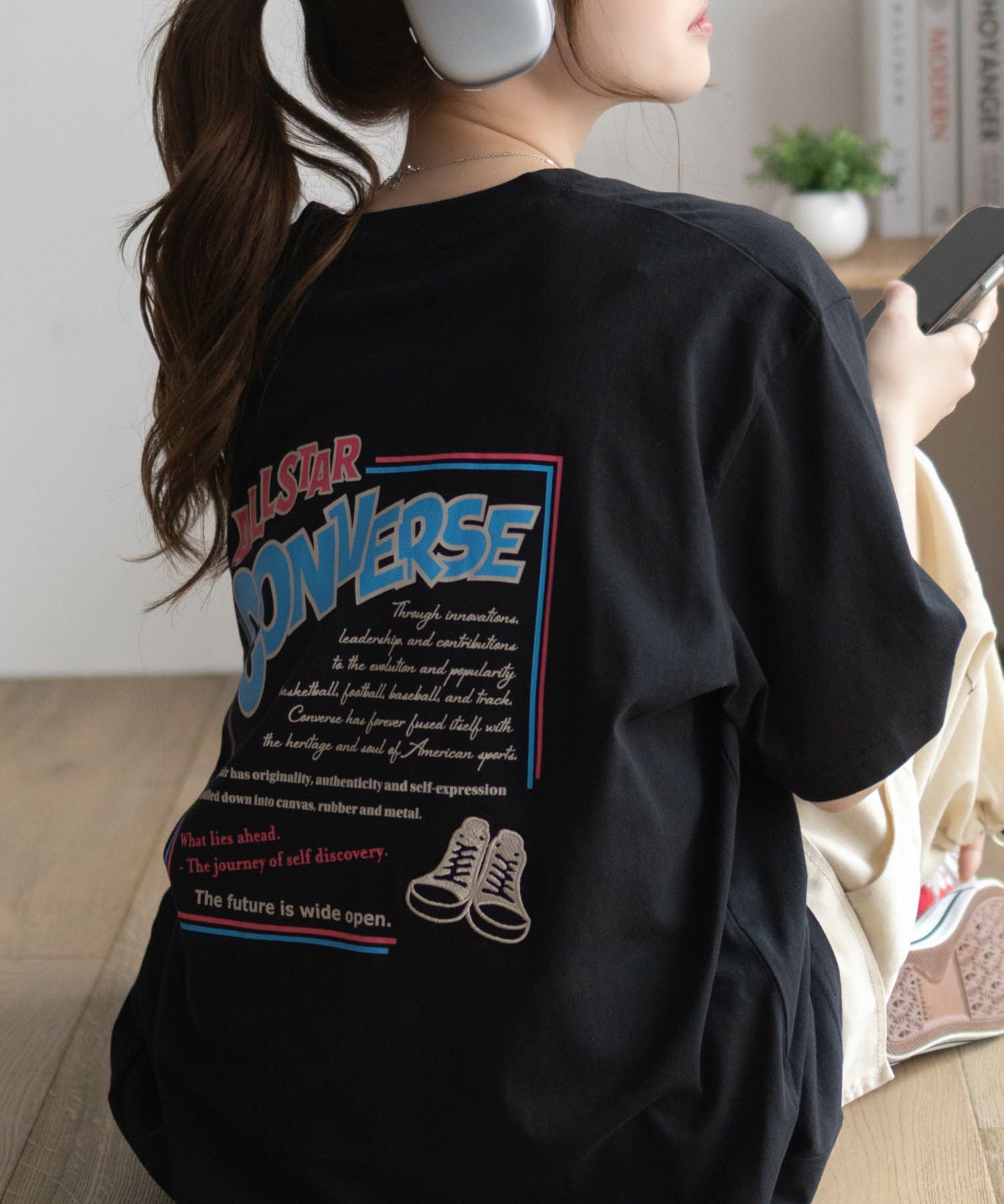 CONVERSE バックBOXプリントTシャツ レディース メール便 対応商品商品サムネイル-1