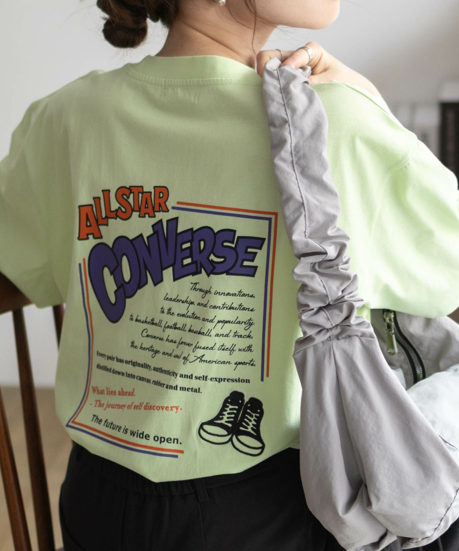 CONVERSE  バックBOXプリントTシャツ レディース メール便 対応商品商品画像-3