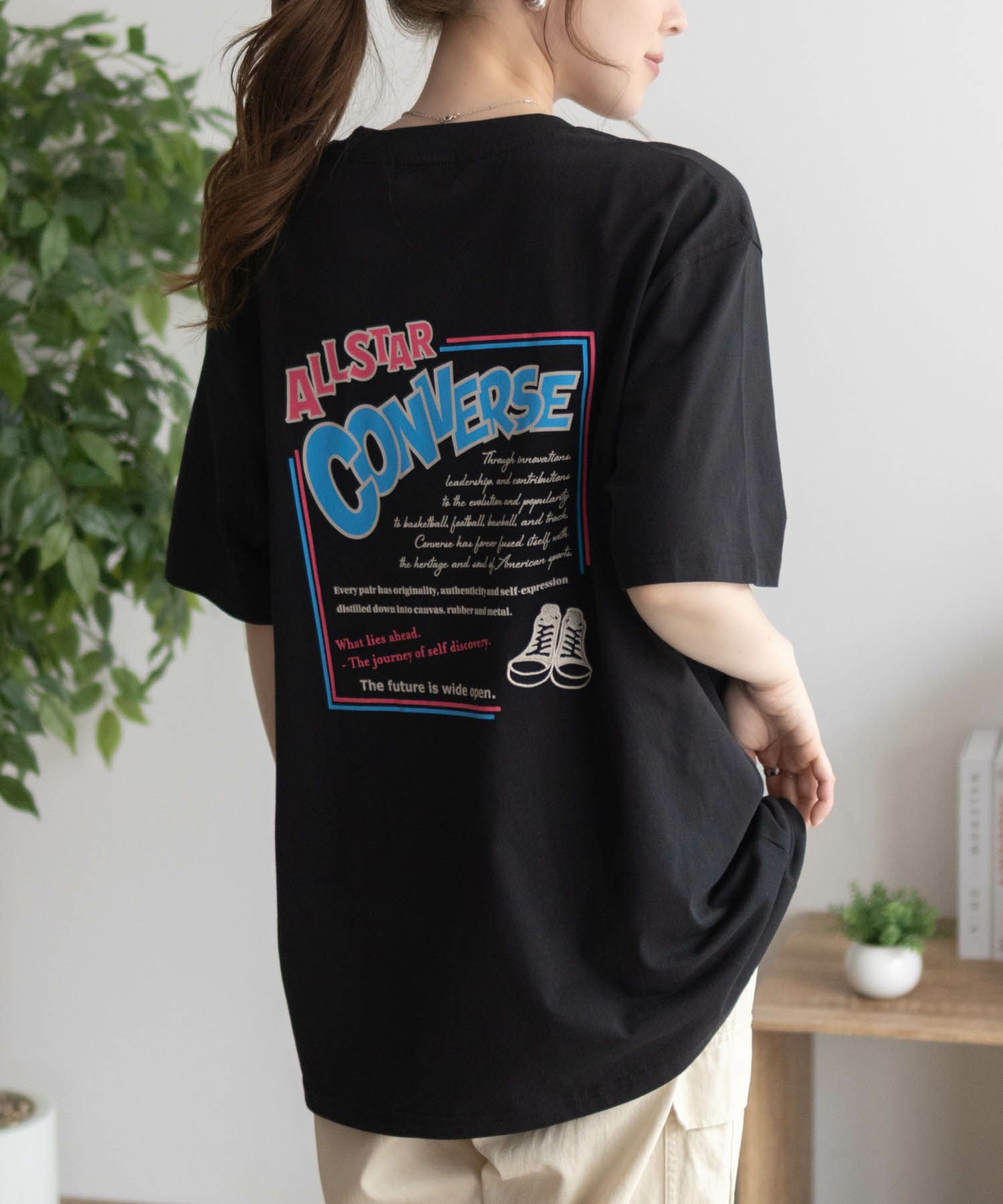 CONVERSE バックBOXプリントTシャツ レディース メール便 対応商品商品画像-9