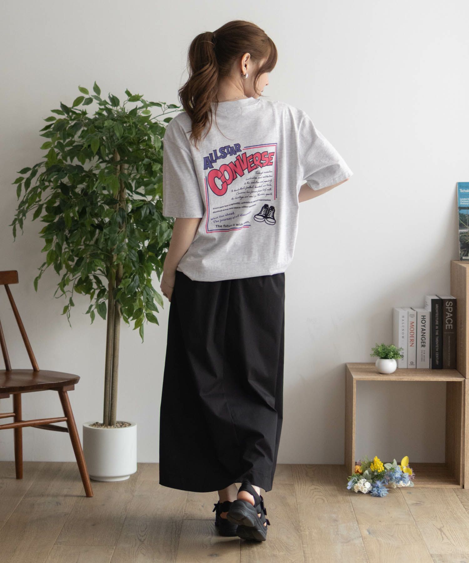 CONVERSE バックBOXプリントTシャツ レディース ネコポス 対応商品