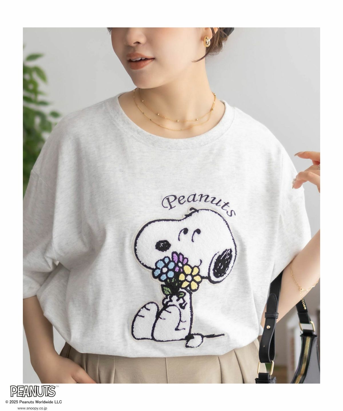 PEANUTS SNOOPY サガラ刺繍Tシャツ レディース ネコポス 対応商品