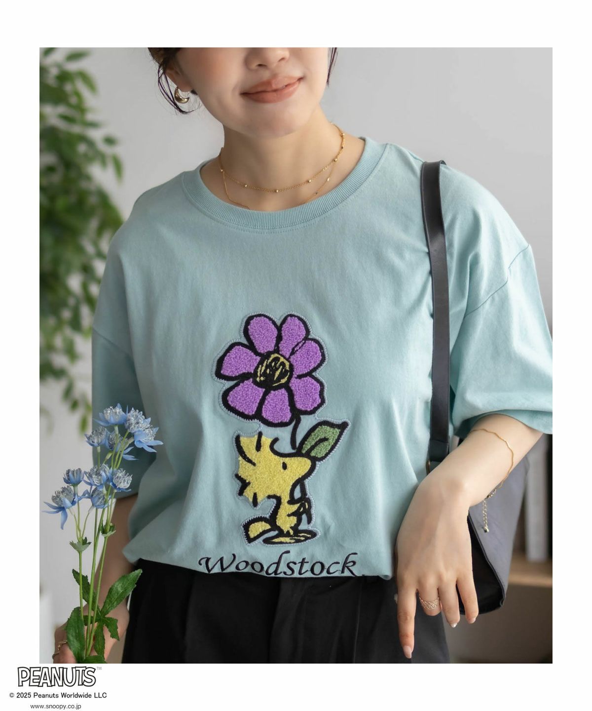 PEANUTS SNOOPY サガラ刺繍Tシャツ レディース ネコポス 対応商品