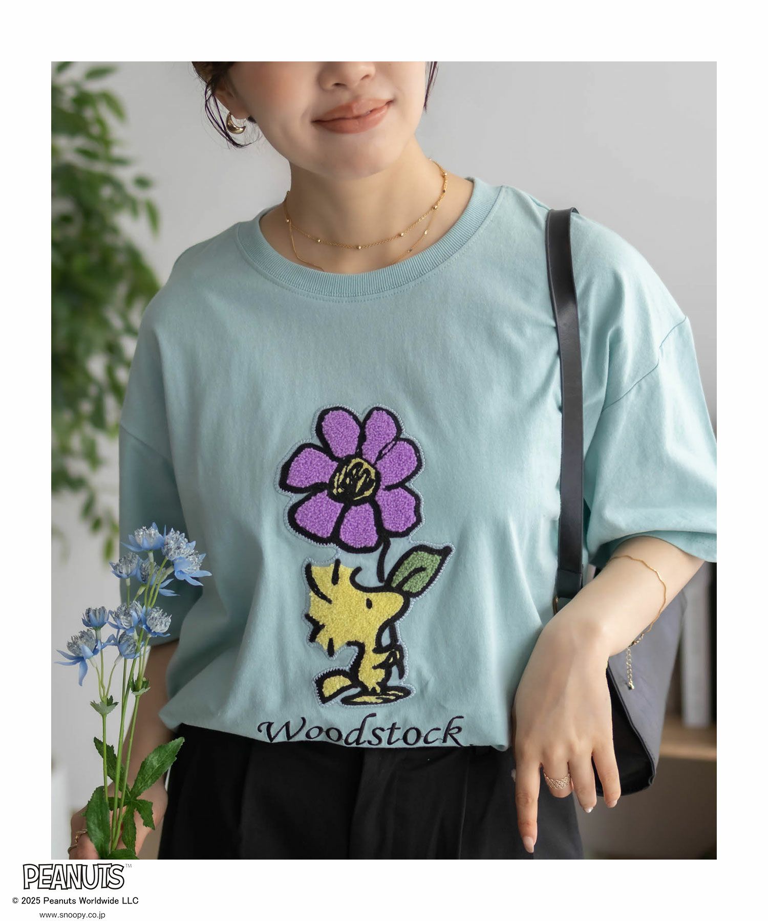 PEANUTS SNOOPY サガラ刺繍Tシャツ レディース メール便 対応商品商品サムネイル-3