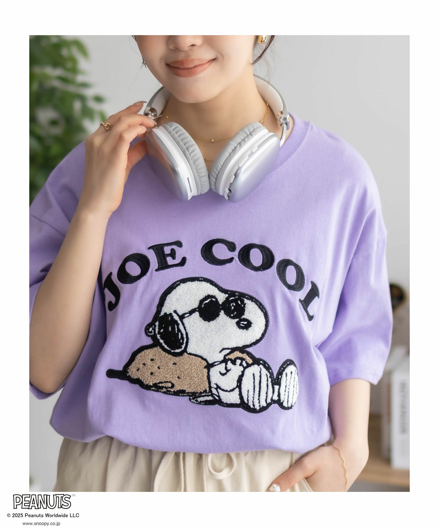 PEANUTS SNOOPY サガラ刺繍Tシャツ レディース メール便 対応商品商品画像-4
