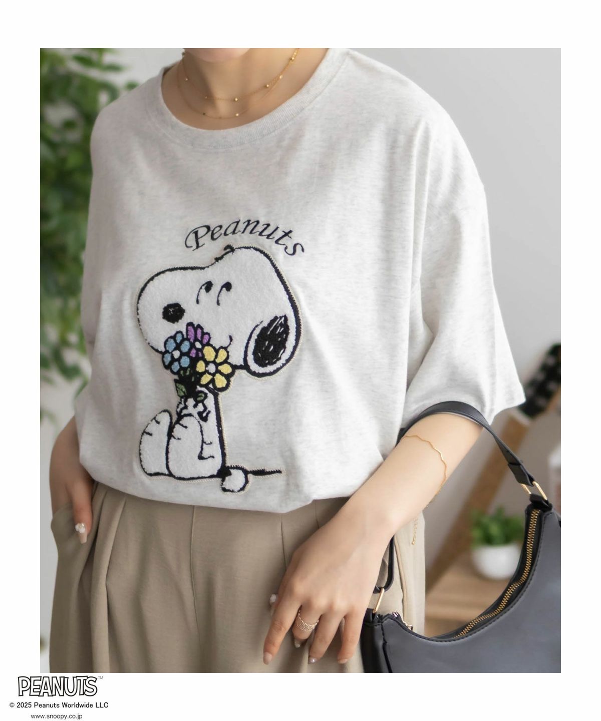 PEANUTS SNOOPY サガラ刺繍Tシャツ レディース ネコポス 対応商品