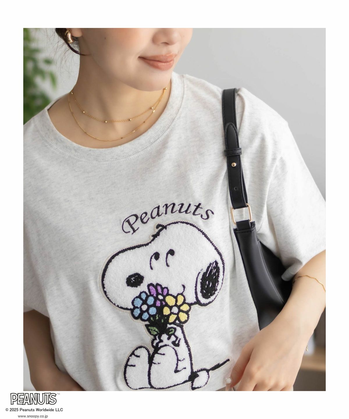 PEANUTS SNOOPY サガラ刺繍Tシャツ レディース ネコポス 対応商品