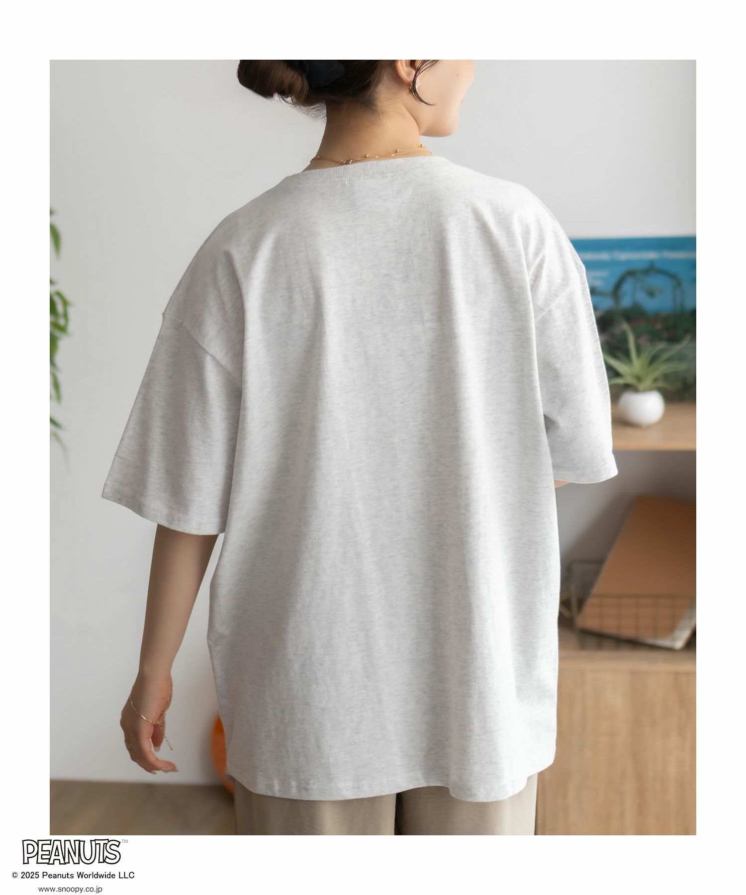 PEANUTS SNOOPY サガラ刺繍Tシャツ レディース メール便 対応商品商品画像-9