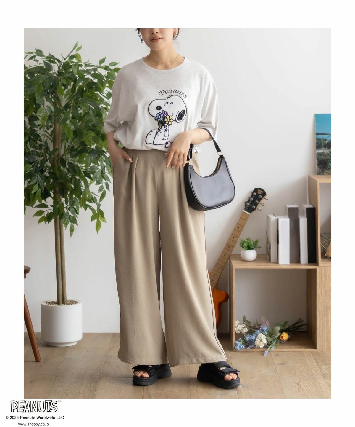 PEANUTS SNOOPY サガラ刺繍Tシャツ レディース ネコポス 対応商品