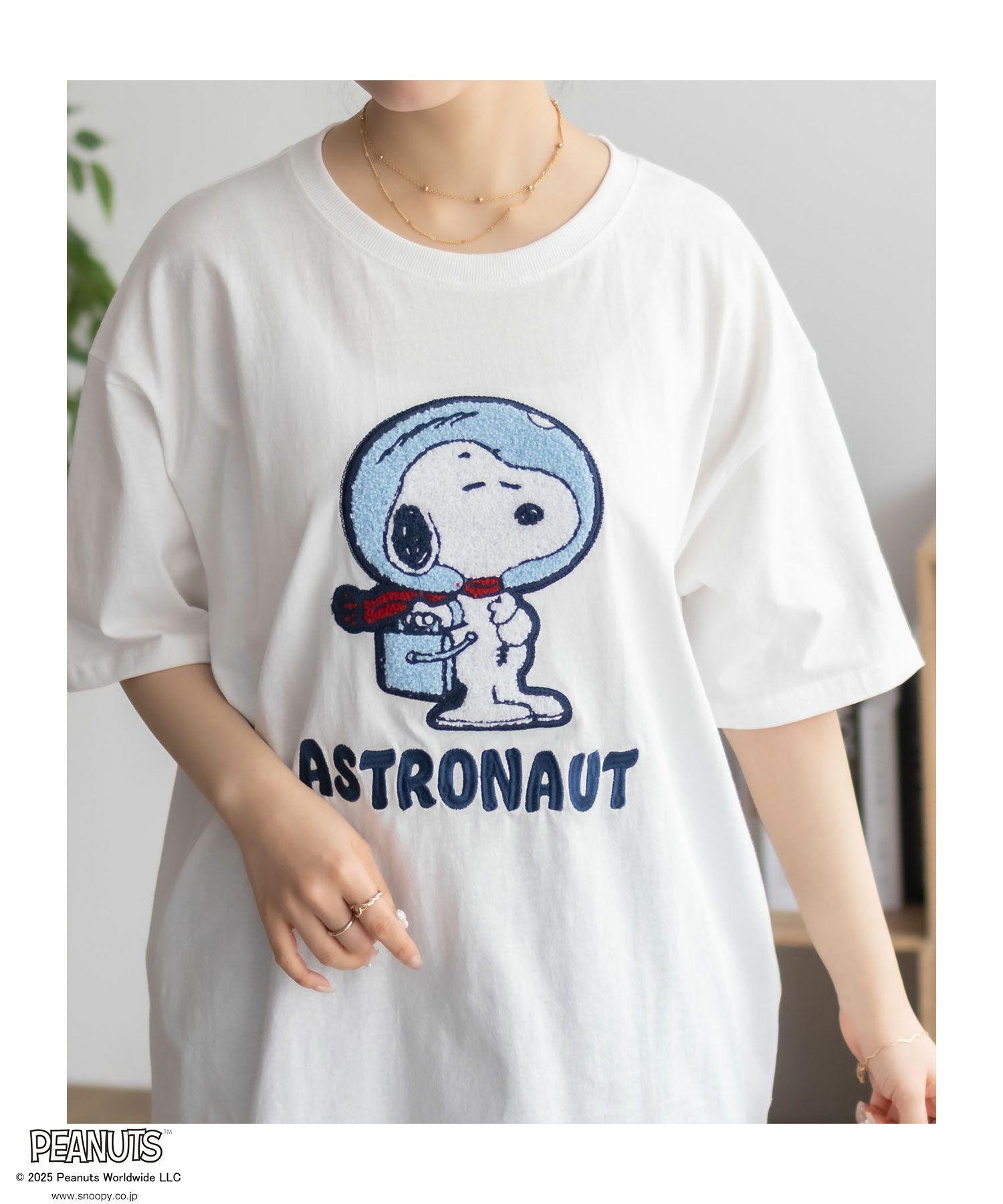PEANUTS SNOOPY サガラ刺繍Tシャツ レディース ネコポス 対応商品