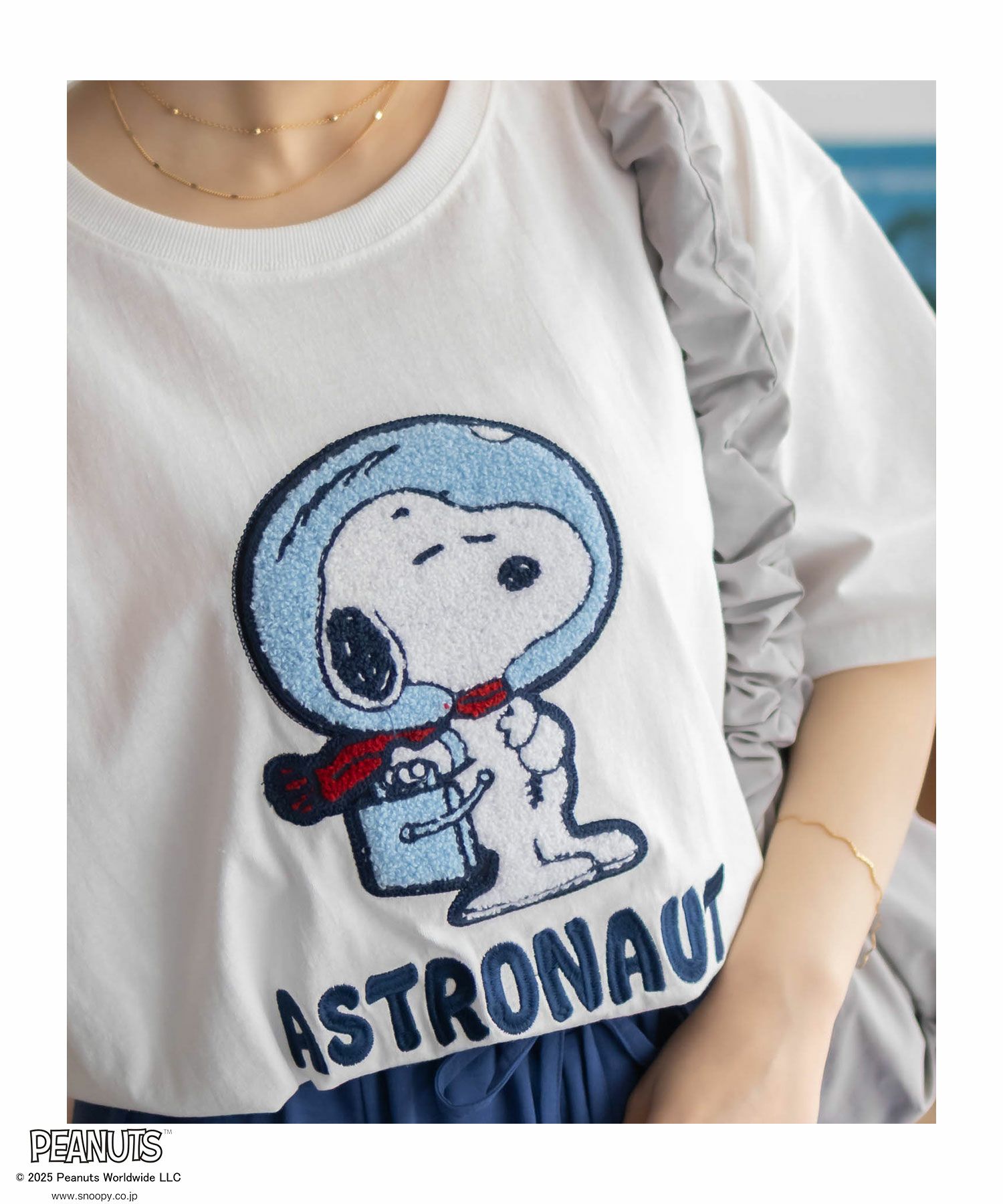 PEANUTS SNOOPY サガラ刺繍Tシャツ レディース メール便 対応商品商品画像-12