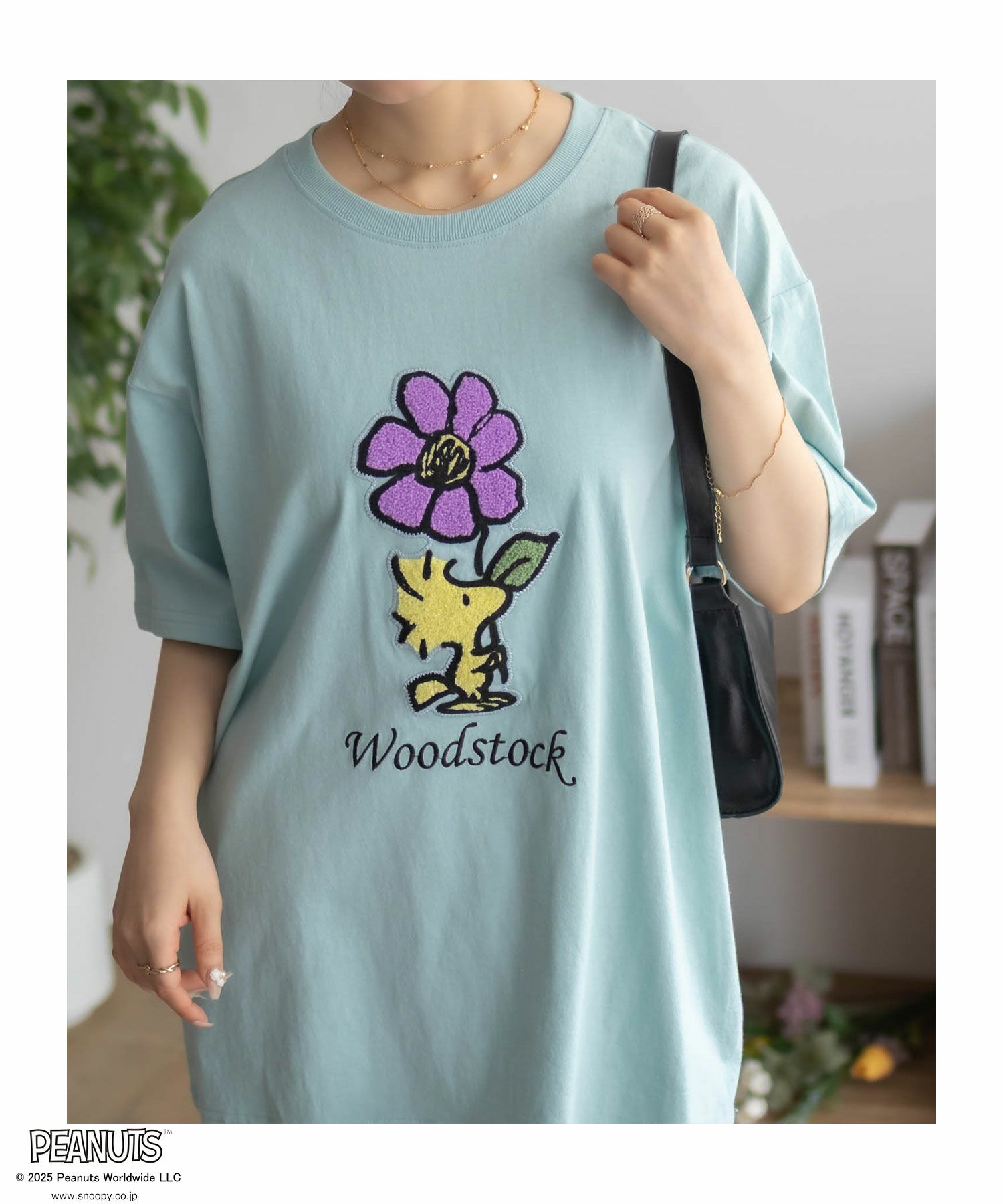 PEANUTS SNOOPY サガラ刺繍Tシャツ レディース メール便 対応商品商品画像-17