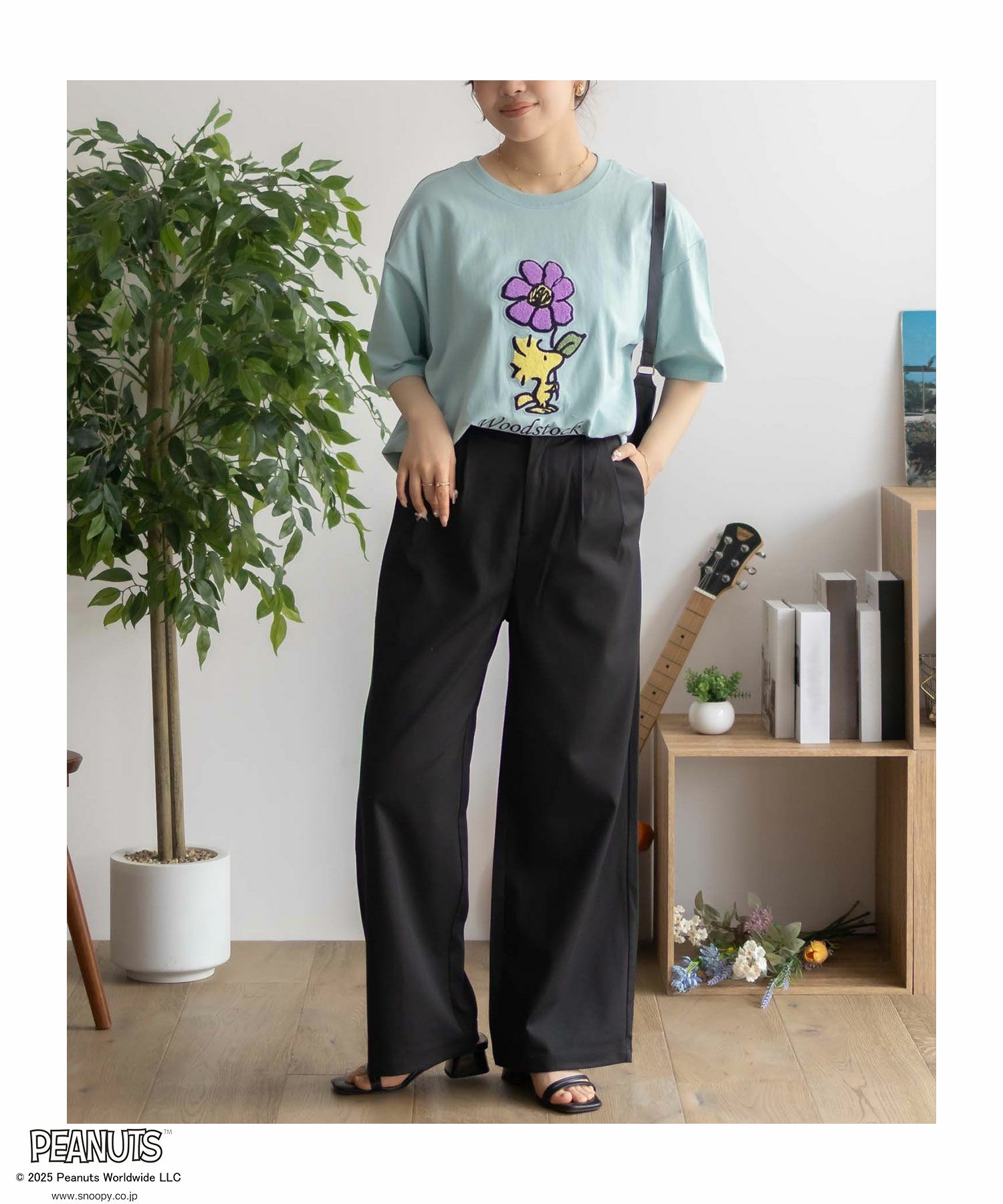 PEANUTS SNOOPY サガラ刺繍Tシャツ レディース メール便 対応商品商品画像-18