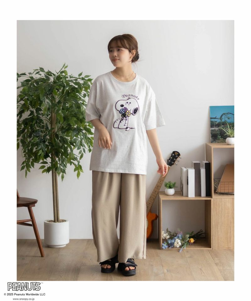 PEANUTS SNOOPY サガラ刺繍Tシャツ レディース メール便 対応商品商品画像-35